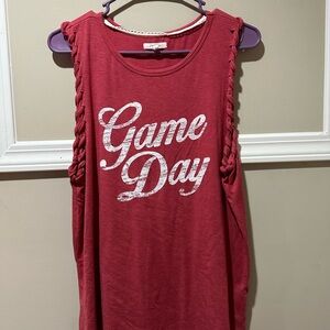 Red 'Game Day' Sleeveless Top‎